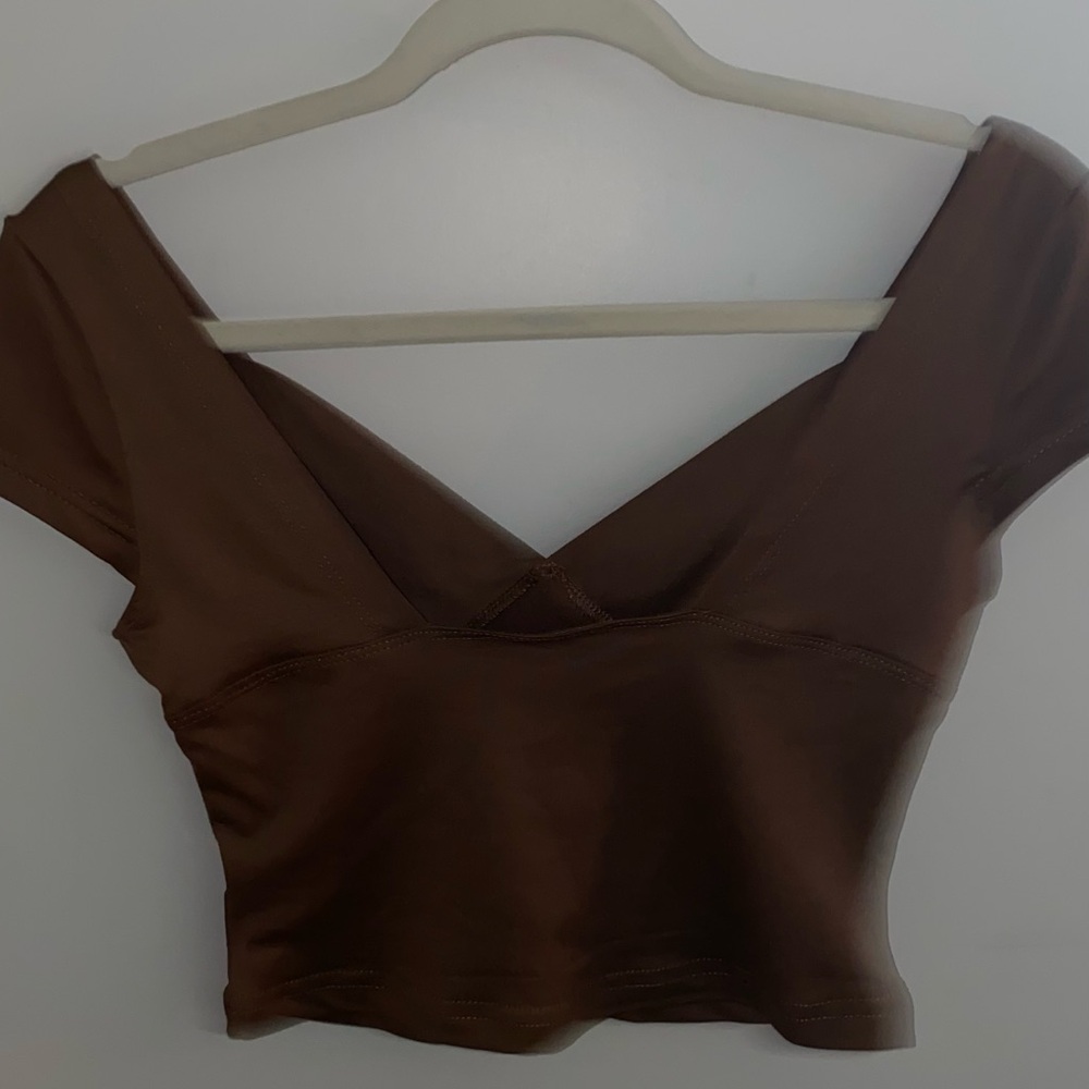 SHEIN Brown V-Neck Blouse